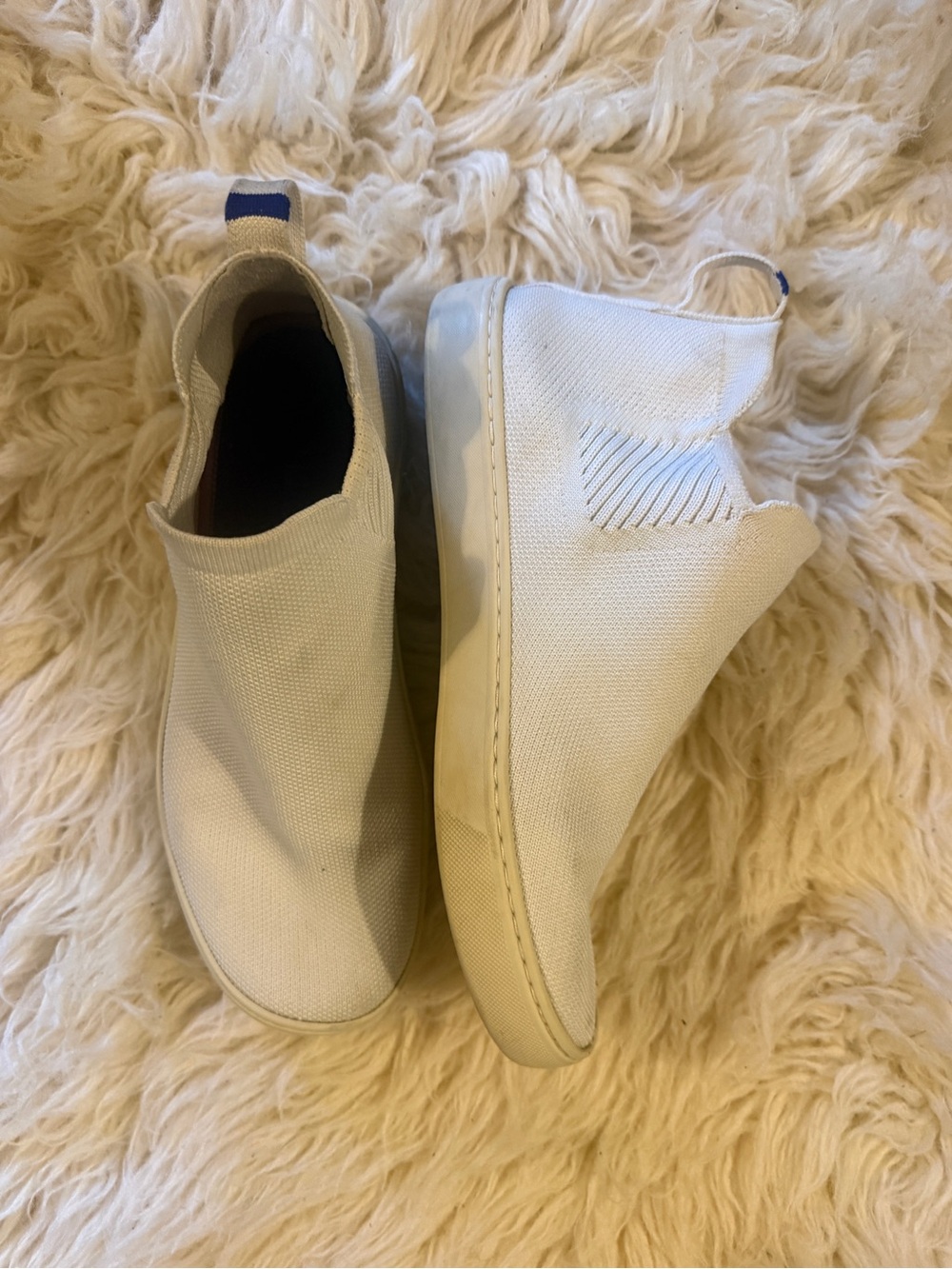 Rothy’s White Slip-On Knit Loafers with Pull Tab